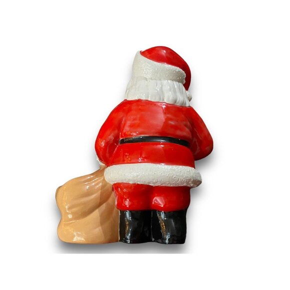 Vintage Santa Claus Christmas Decor Candy Holder Planter Ceramic Mold 10" - Picture 3 of 4